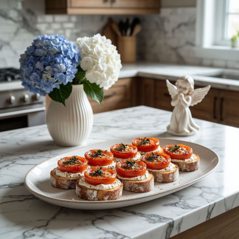 Брускетта с запечёнными томатами и страчателлой: кулинарный шедевр за 20 минут