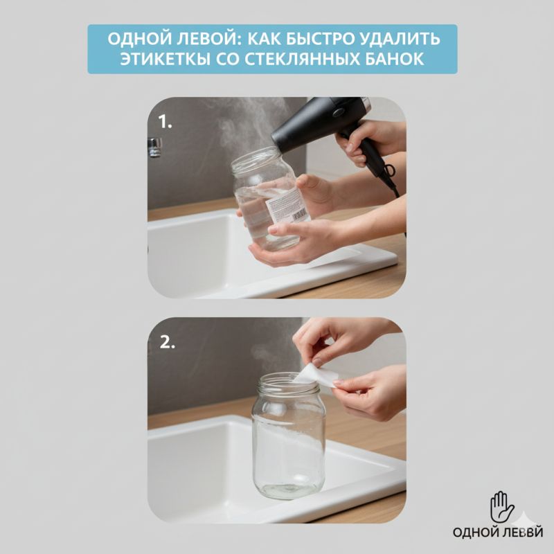 Одной левой: как быстро снять этикетки со стеклянных банок